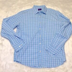 UNTUCKit men's checkered button up shirt wrinkle free 100% cotton size large